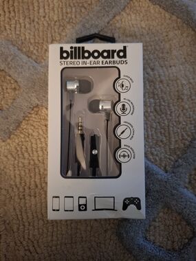 billboard Silver In-Ear Earbuds with Inline Microphone